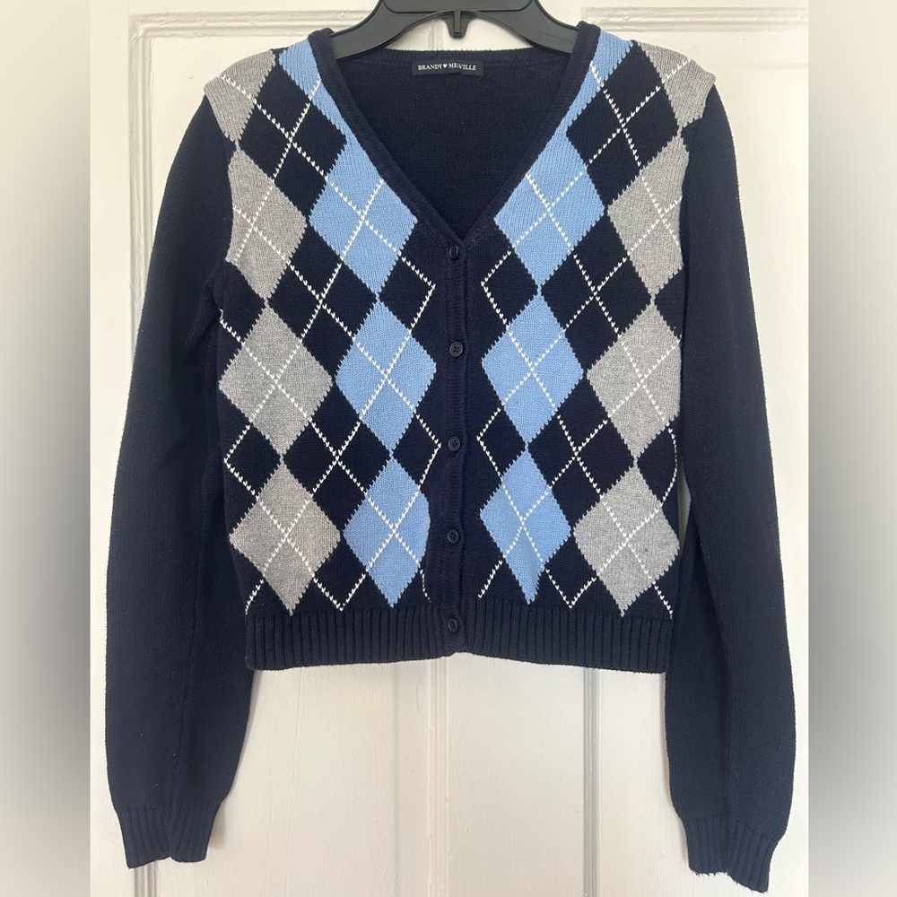 Brandy Melville Argyle Cardigan Sweater